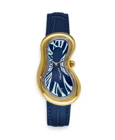 Exaequo Classic Melting Stainless Steel 316L Blue - PVD Yellow Gold