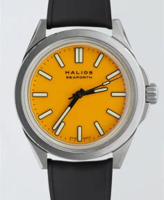 HALIOS SEAFORTH IV Bahama Yellow Fixed Bezel Titanium Rubber Strap Only