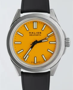HALIOS SEAFORTH IV Bahama Yellow Fixed Bezel Titanium Rubber Strap Only