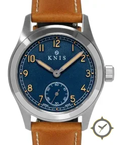KNIS Kyoto Retro Military Watch - Blue Dial with Camel Leather Strap KN003-BLCALE