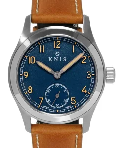 KNIS Kyoto Retro Military Watch - Blue Dial with Camel Leather Strap KN003-BLCALE