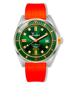 Squale Matic S Green Two Tone Mosaic Rubber
