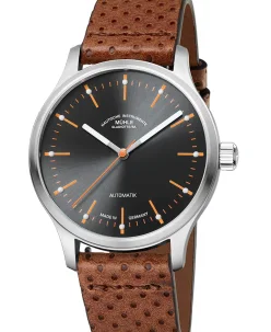 Mühle Glashütte Panova Gray with perforated leather strap