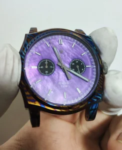 Wicked Watch Co. Peacock Timascus Chronograph Purple MOP