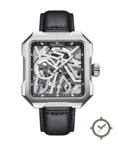 Heritor Automatic Campbell Leather-Band Skeleton Watch