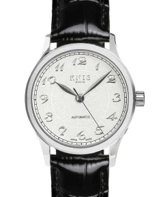 KNIS Kyoto KOKU Automatic Breguet Numerals White Engraved Dial Leather Strap (KN005-BGWHLE)