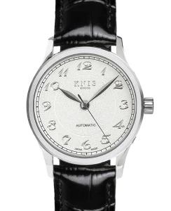 KNIS Kyoto KOKU Automatic Breguet Numerals White Engraved Dial Leather Strap (KN005-BGWHLE)