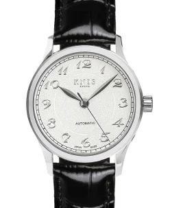 KNIS Kyoto KOKU Automatic Breguet Numerals White Engraved Dial Leather Strap (KN005-BGWHLE)