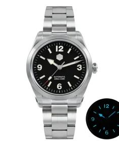 San Martin SN0107-G-X Applied Hexagonal Logo and Hour Markers White Markers with BGW9 Blue Lume