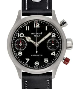 Hanhart PIONEER TwinDicator, black, smooth bezel