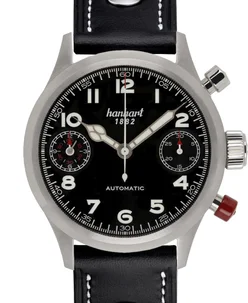Hanhart PIONEER TwinDicator, black, smooth bezel