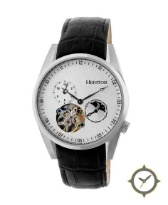 Heritor Watches Heritor Automatic Alexander Semi-Skeleton Leather-Band Watch