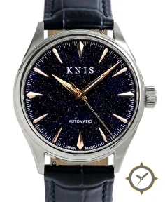 KNIS Kyoto Aventurine Dial Automatic Made in Japan Rose Gold Blue Leather Strap KN001-AVRGBLLE