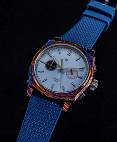 Wicked Watch Co. Peacock Timascus Chronograph Ice Blue Brushed