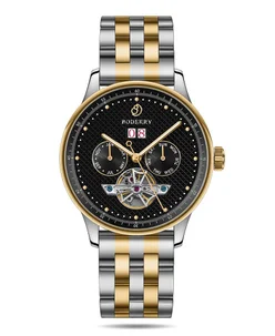 Boderry THE CHECKMATE Complication Automatic Watch with Date,Day,Month Display -Gold Black & Two Tone Bracelet