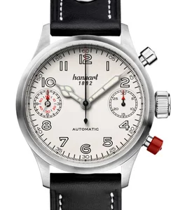 Hanhart PIONEER TwinDicator, antique white, smooth bezel