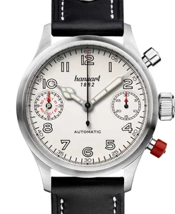 Hanhart PIONEER TwinDicator, antique white, smooth bezel