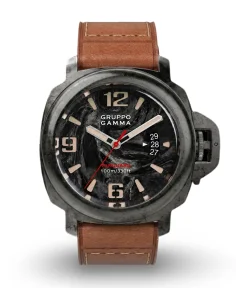 Gruppo Gamma VANGUARD Aged Steel w/ Date – Luminous Forged Carbon Dial