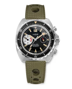 HGP Dive Watches Diver 200M Chrono-Mecaquartz Chronograph Vintage Black & White Big-Eye