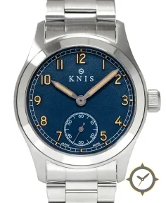 KNIS Kyoto Retro Military Watch - Blue Dial with Stainless Steel Band KN003-BLSS