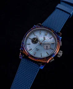 Wicked Watch Co. Peacock Timascus Chronograph Ice Blue MOP