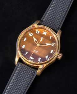 Wicked Watch Co. Anniversary Flieger Mokume Gane & Tiger Eye