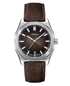 Circula Watches Facet 38 Brown Suede Strap