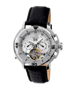 Heritor Watches Heritor Automatic Lennon Semi-Skeleton Leather-Band Watch