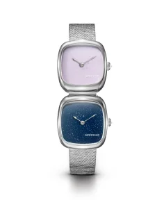 Dennison Dual Time Mini Pink Malaysian Jade & Aventurine In Steel