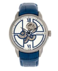 Heritor Watches Heritor Automatic Sanford Semi-Skeleton Leather-Band Watch