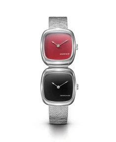 Dennison Dual Time Mini Red Jasper & Black Onyx In Steel