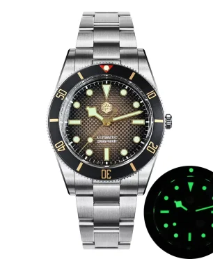 San Martin SN0138B Gradient Brown Dial Golden Color Logo