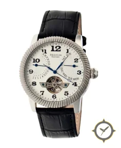 Heritor Watches Heritor Automatic Piccard Semi-Skeleton Leather-Band Watch