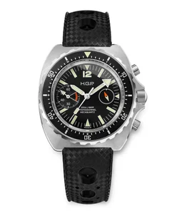 HGP Dive Watches Diver 200M Chrono-Mecaquartz Chronograph Black Big-Eye