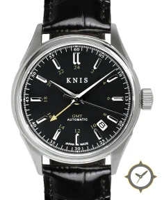KNIS Kyoto Classic GMT Automatic Black Black Leather Strap (KN008-BKBKLE)