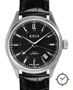 KNIS Kyoto Classic GMT Automatic Black Black Leather Strap (KN008-BKBKLE)