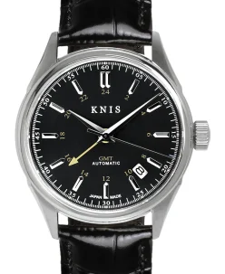 KNIS Kyoto Classic GMT Automatic Black Black Leather Strap (KN008-BKBKLE)