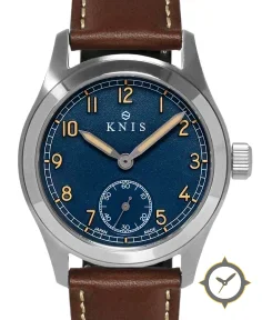 KNIS Kyoto Retro Military Watch - Blue Dial with Brown Leather Strap KN003-BLBRLE