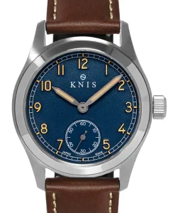 KNIS Kyoto Retro Military Watch - Blue Dial with Brown Leather Strap KN003-BLBRLE