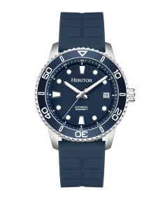 Heritor Watches Heritor Automatic Marshall Leather-Band Watch Blue Rubber