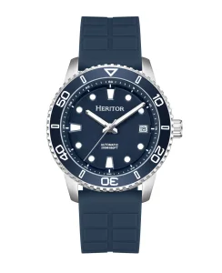 Heritor Watches Heritor Automatic Marshall Leather-Band Watch Blue Rubber