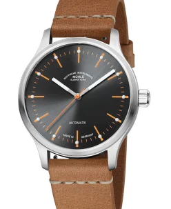 Mühle Glashütte Panova Gray with lightbrown leather strap