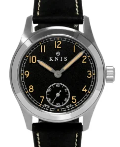 KNIS Kyoto Retro Military Watch - Black Dial with Black Leather Strap KN003-BKBKLE