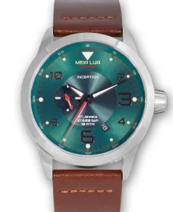 Meia Lua Watches BOREAL MOONRISE Silver Case - Cocoa Leather