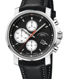 Mühle Glashütte 29er Chronograph in black with leather strap