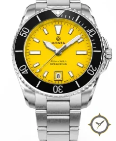 Monta Monta Oceanking, 60-Minute Bezel, with Date, Yellow Dial, Ceramic Bezel