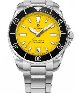 Monta Oceanking, 60-Minute Bezel, with Date, Yellow Dial, Ceramic Bezel