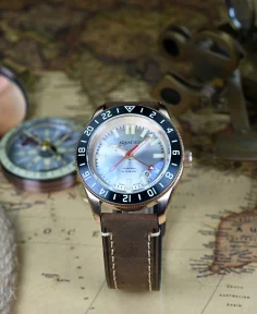 Aquatico Bronze Raider Tritium GMT Silver Dial