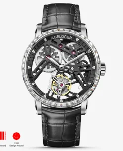 Agelocer Original Luxury Hollow Free-sprung Balance Flying Tourbillon - Zircon Version