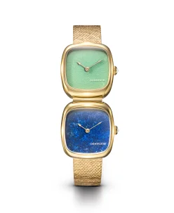 Dennison Dual Time Mini Lagoon Jadeite & Lapis Lazuli In Gold